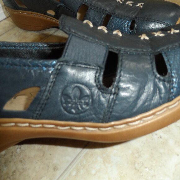 Rieker Shoes  Leather Flats Navy Comfort Antistress Loafers Sze 9 - Picture 3 of 8